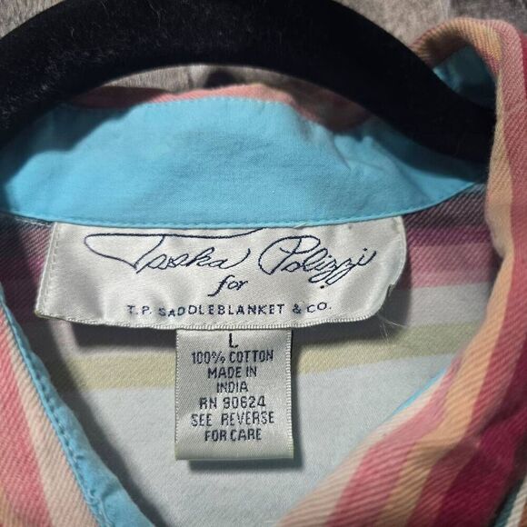 Tasha Polizzi for TP Saddleblanket Vintage 90s Southwestern Print Pearl Snap Wes - Picture 5 of 5